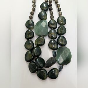 Chunky Green Beaded Necklace & Bracelet